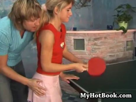 Little blonde cutie fucks her boy after ping pong