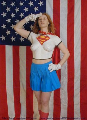 nerdy body paint — super Supergirl body paint!