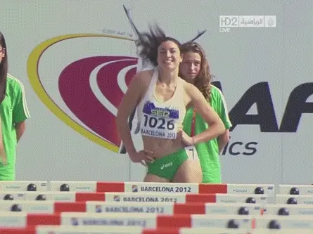 Australian hurdler Michelle Jenneke doing the warmup dance that made her an internet sensation.
