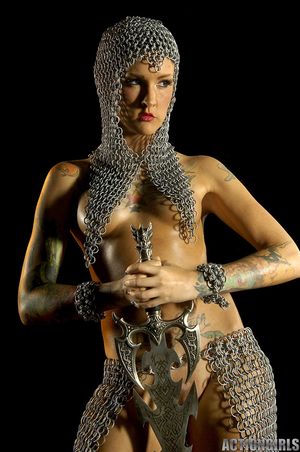 Tattooed with chain-mail and sword