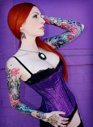 Leanne James in a sexy corset