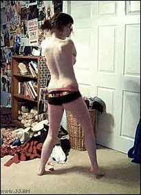 Amateur big tits redhead dancing in her panties