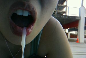 Deeply fucked asian nympho drinks cum on a public rooftop in SF