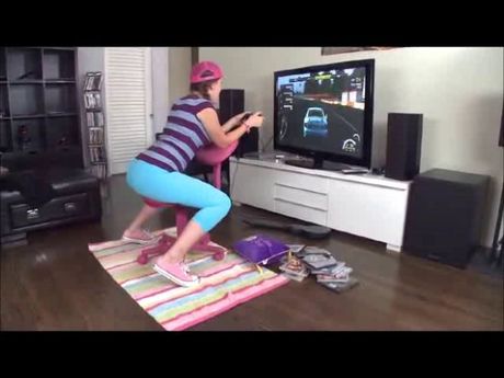 Lizzie Tucker plays videogames while being groped & licked then sucks & fucks in chair & on floor then jerks off a facial & cleans up cock.