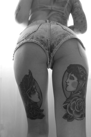 tight shorts, in the crack of this heart shaped ass tatoo beauty