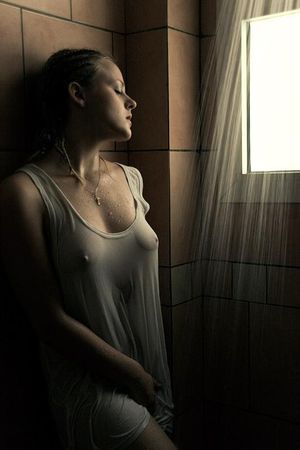 wet shirt while showering
