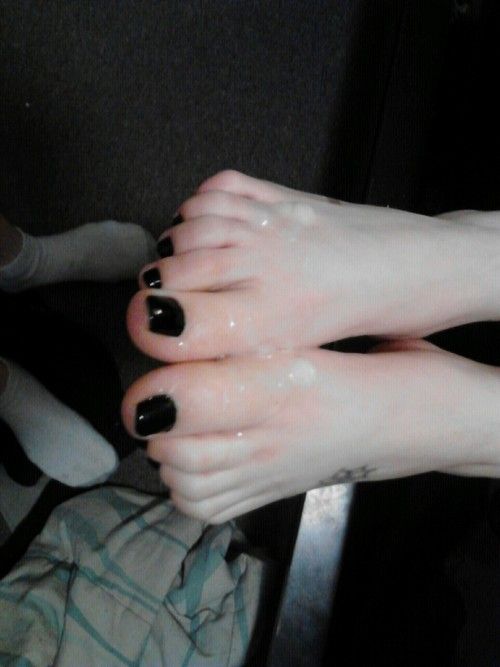 cute cum covered toes