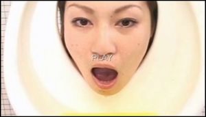Objectified Asian girl as a men toilet get piss and cum on face