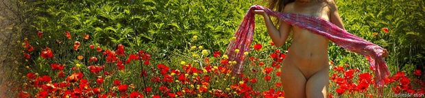 Nymphette in the Spring Time Fields and Flowers