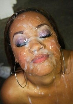 Ebony soaked in cum