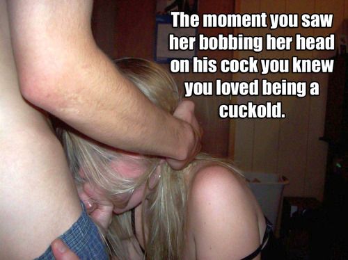Hey cuckold! Watch your wife's head bobbing on his cock.