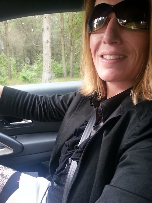 I enjoy revealing some stocking top when I am driving. Mistress…...