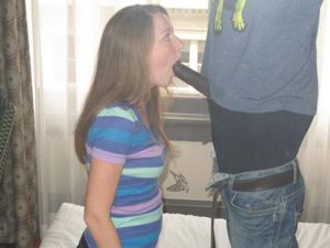 Cute amateur sucking boyfriend's black cock