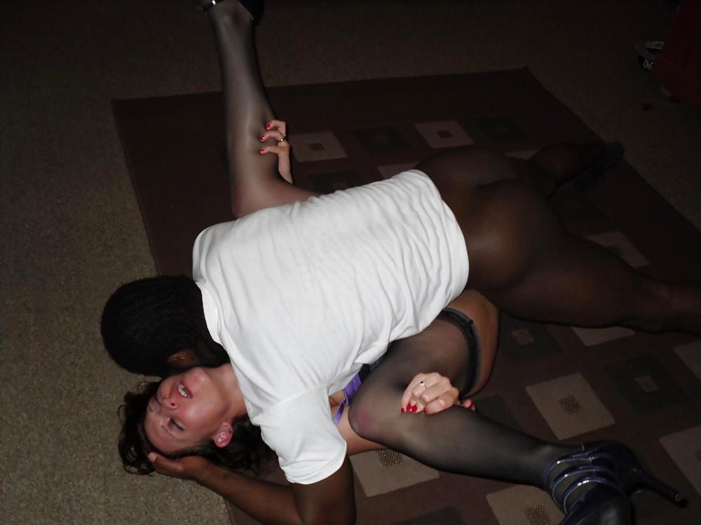 Legs spread.