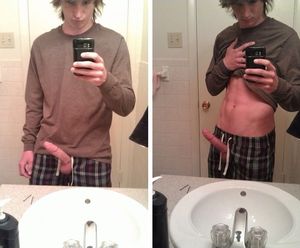 Nice cut one in pajama pants taking selfie