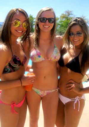 three sexy sluts at the lake