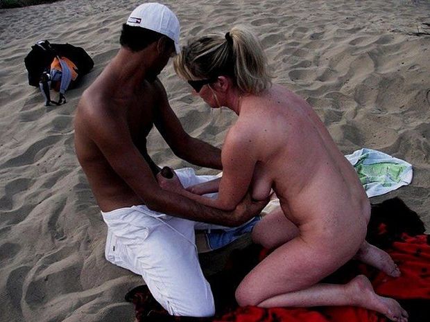 wife jacks local on beach