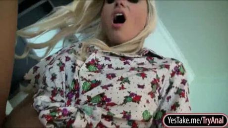 Petite blonde girlfriend Charli Shiin gives blowjob inside the car then gets anal fucked at home until she gets showered with sperm