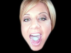 Blonde babe eats cum