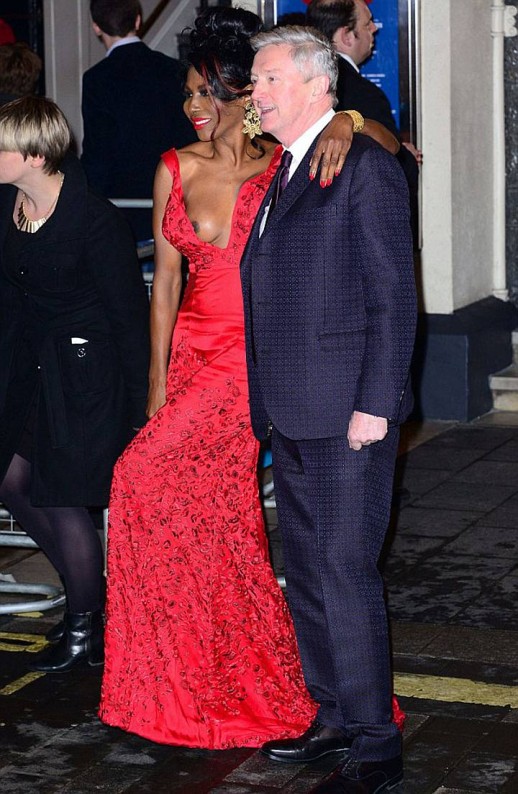 Sinitta’s nip slip wardrobe malfunction at the London Palladium
