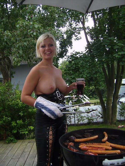 Hostess at the barbecue party