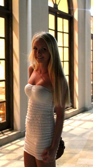Cute Blonde in a Hot White Dress