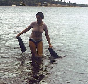 Ex wife showing her magnificient tits in a wet t-shirt