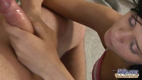 Old man fucked by a teen hot brunette!His cock is sucked and licked- they both moans with pleasure no matter what position they fuck!