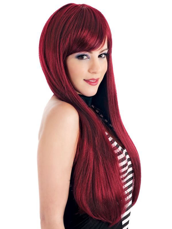 burgurndy hair, lovely makeup