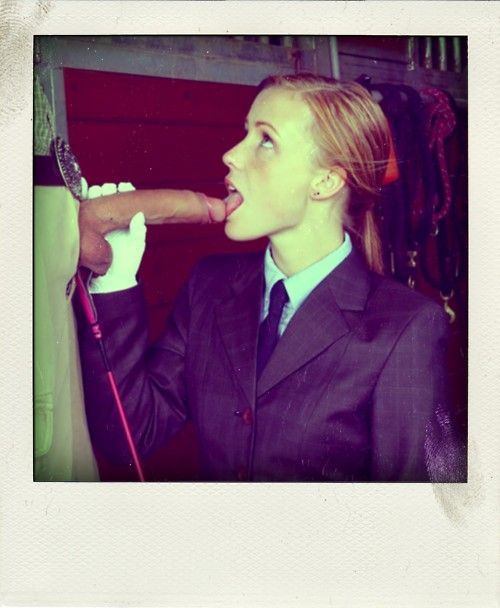 Little horse rider teen blowing her teacher