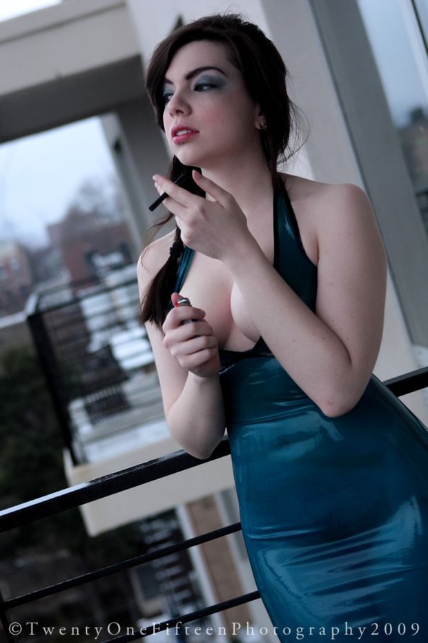 Nicotine Desire with big pale tits non-nude in transparent green latex