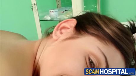 Hot brunette Evans gets cured by having sex with the pervy doctor in the table.