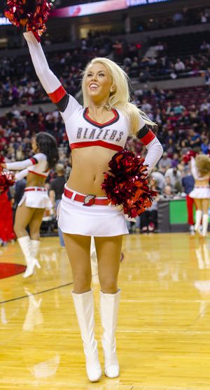 Portland Trailblazers Cheerleader Cheering In Her Sexy Trailblazer Jersey