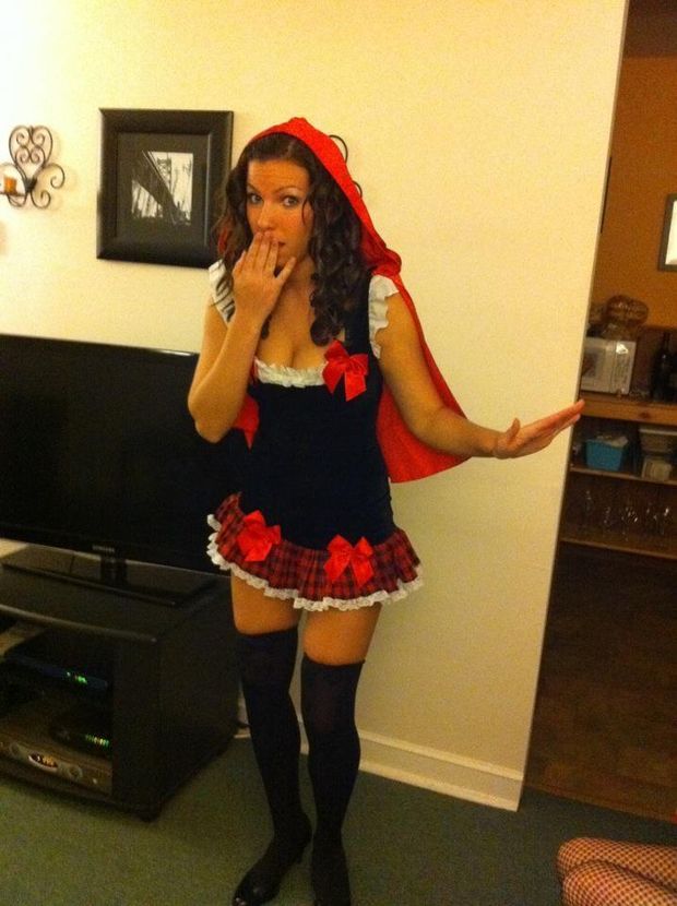 hottest halloween costume on a amazingly hot and sexy brunette