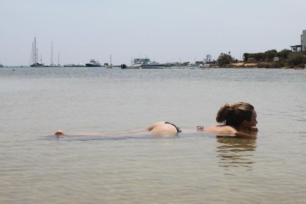 Swedish brunette on holiday in Greece
