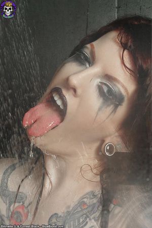 Wet Shower Time with Tattooed Redhead Penny Poison