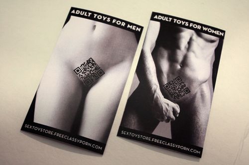 Do you like our new business cards for our sex toy store?

QR Codes for pubes!

Free Classy Porn