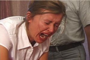picture of screaming girl getting her ass paddled hard by teacher