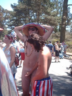 Jan get so embarrass about Tom's dick before the nude run, that she has to milk it to come down!