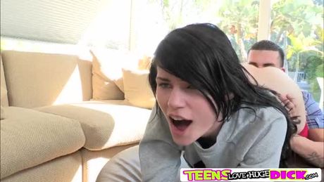 Super tight teen Heather Night gets big from her boyfriend who is visiting her because her parents are away for the weekends.