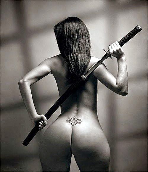 Butt naked  Black and White Samurai