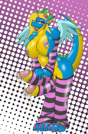 A very sexy shemale with big boobs and two massive size cocks