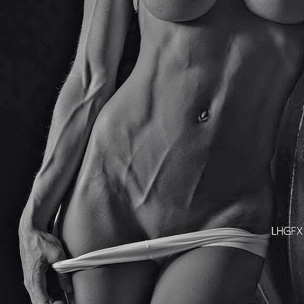 Meggan Clay - black and white body shot