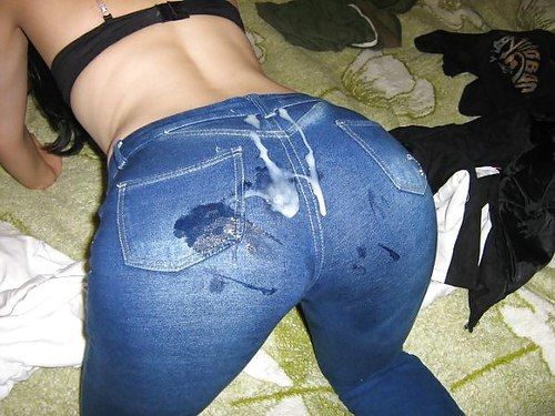 taking a load doggy style on her jeans