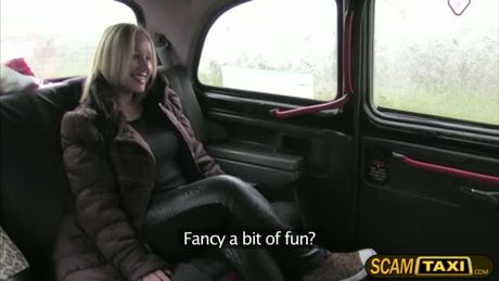 Damn hot Ashley rides a cab. On their way she asks the driver to find a spot as she needs to pee. She gets tricked by the cab driver.