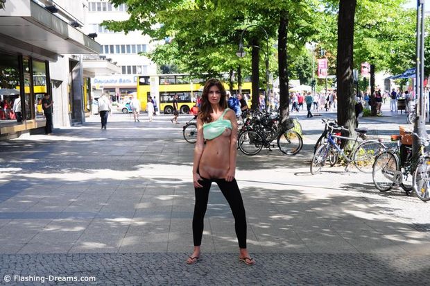 Showing off her slim body in public