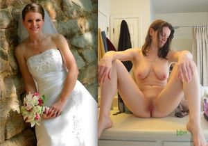 Bride in and out of her dress
