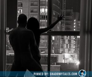 on the balcony at night