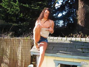 Exhibitionist Teen Shemale Gets Naked In Her Yard