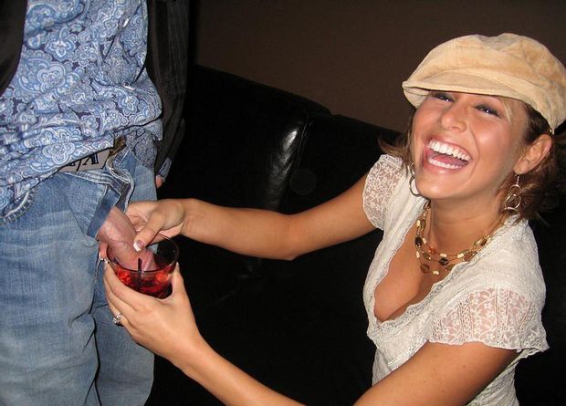 woman grabbing a fat cock.